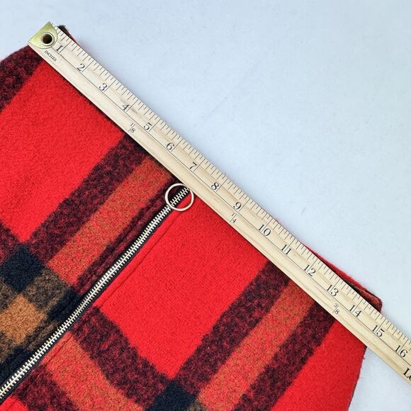 Forever 21 Womens Mini Skirt Sz M Red Black Plaid Zip Front Academia Goth Grunge - Picture 9 of 12